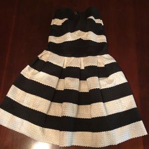 Black & White Striped Strapless Dress